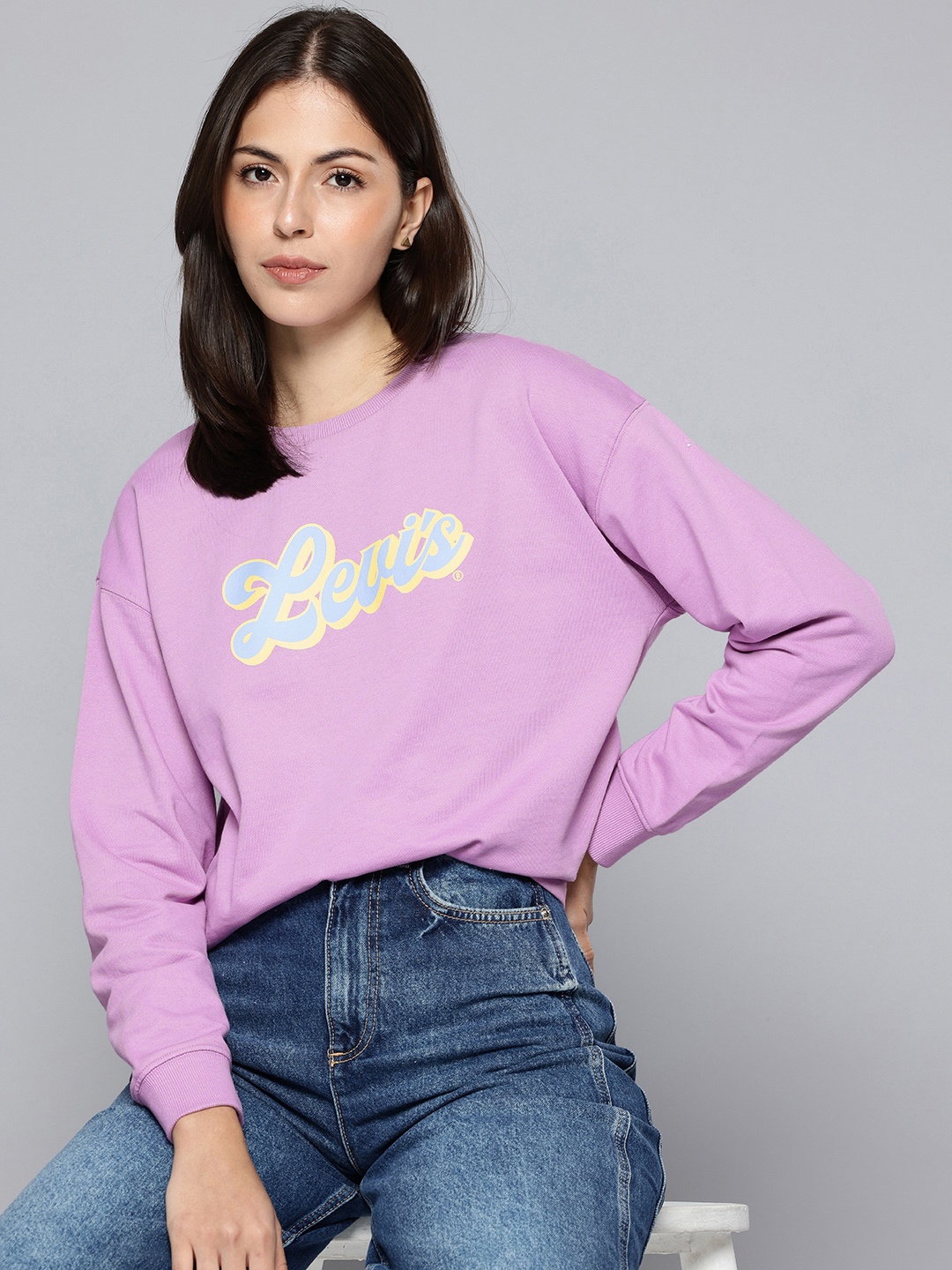 

Levis Brand Logo Printed Pure Cotton Sweatshirt, Violet