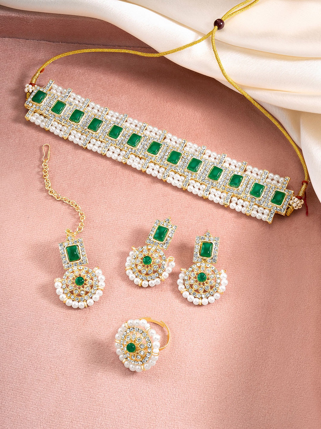 

Peora Gold Plated Cubic Zirconia Stone Studded Jewellery Set