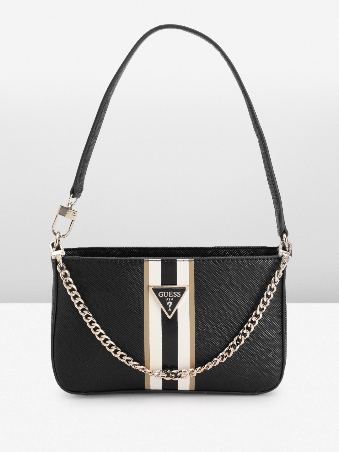 

GUESS PU Textured Structured Shoulder Bag, Black