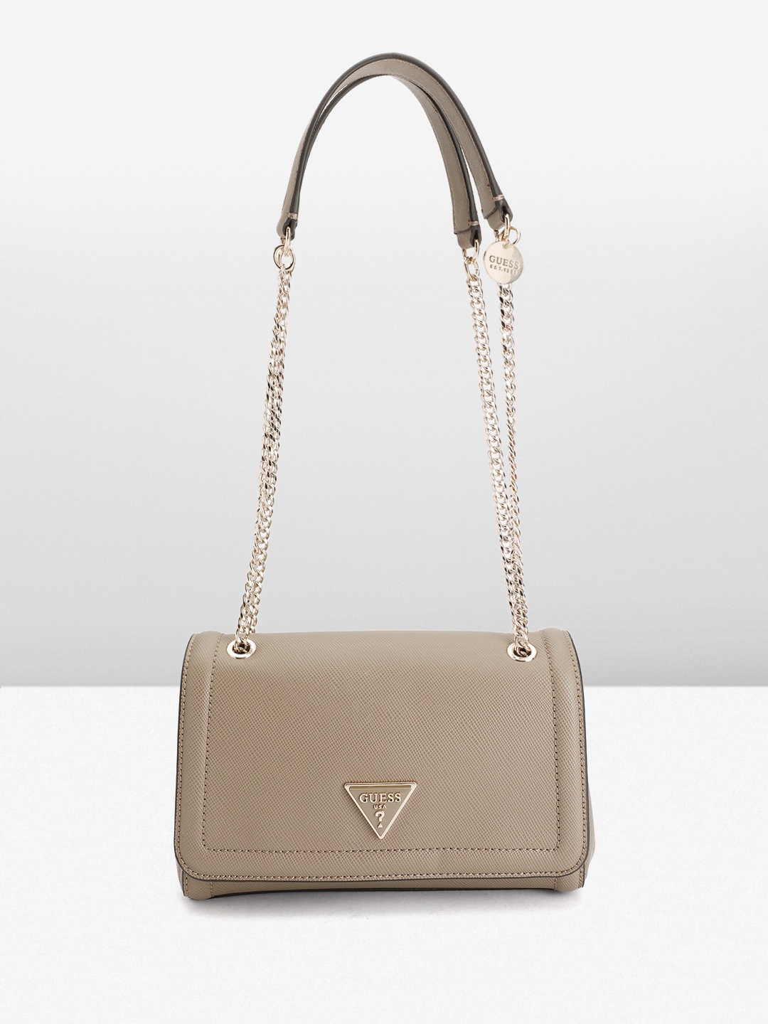 

GUESS PU Textured Structured Shoulder Bag, Taupe