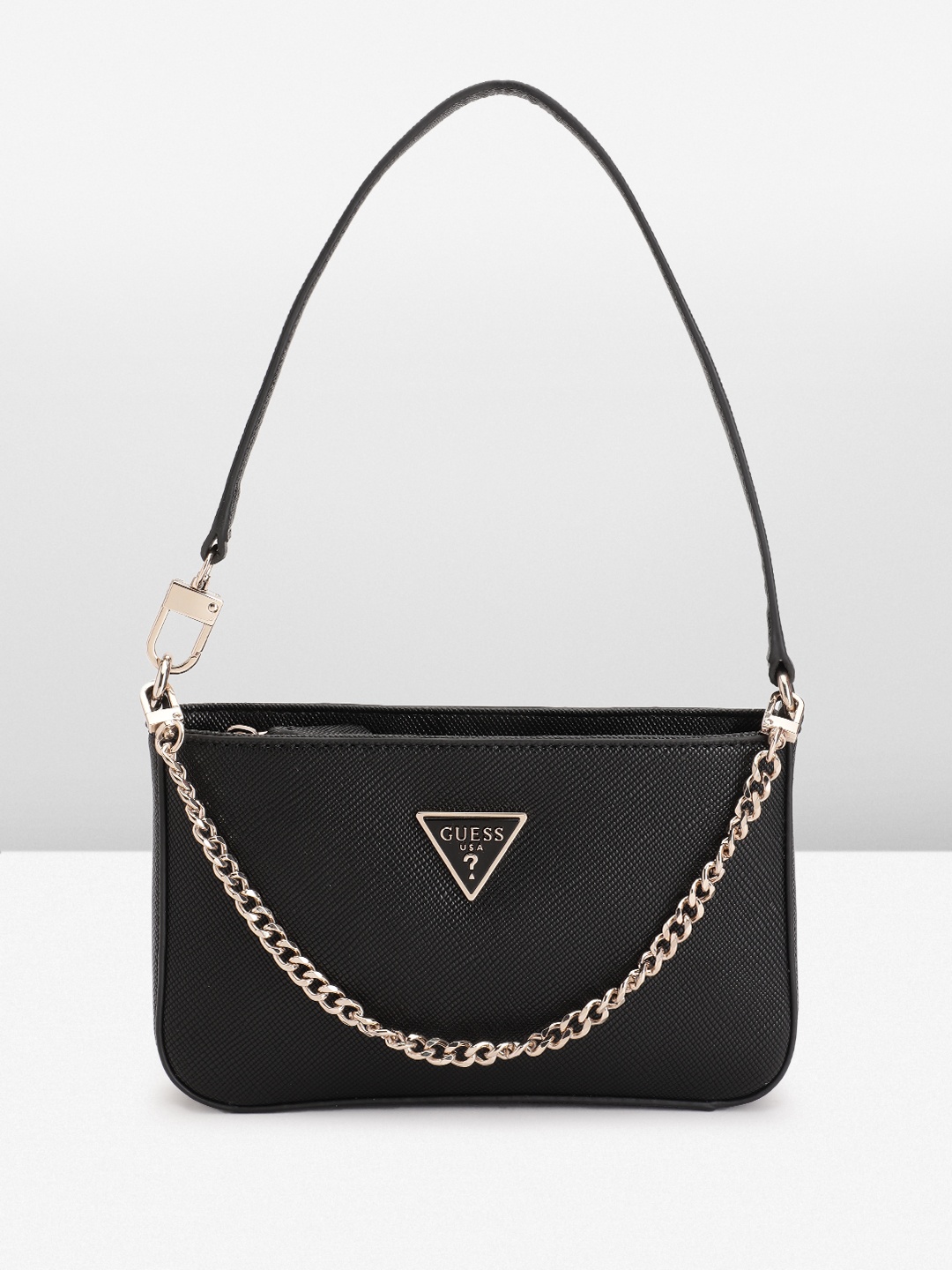 

GUESS PU Textured Structured Shoulder Bag, Black