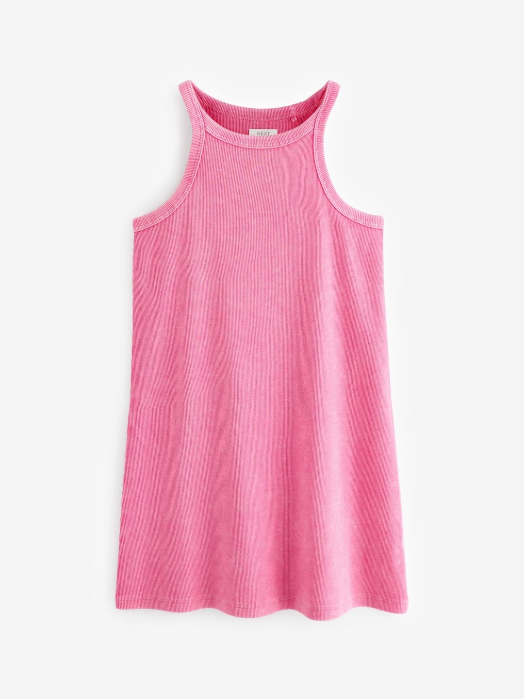 

NEXT Girls Cotton Ribbed Racer Jersey Dress, Pink