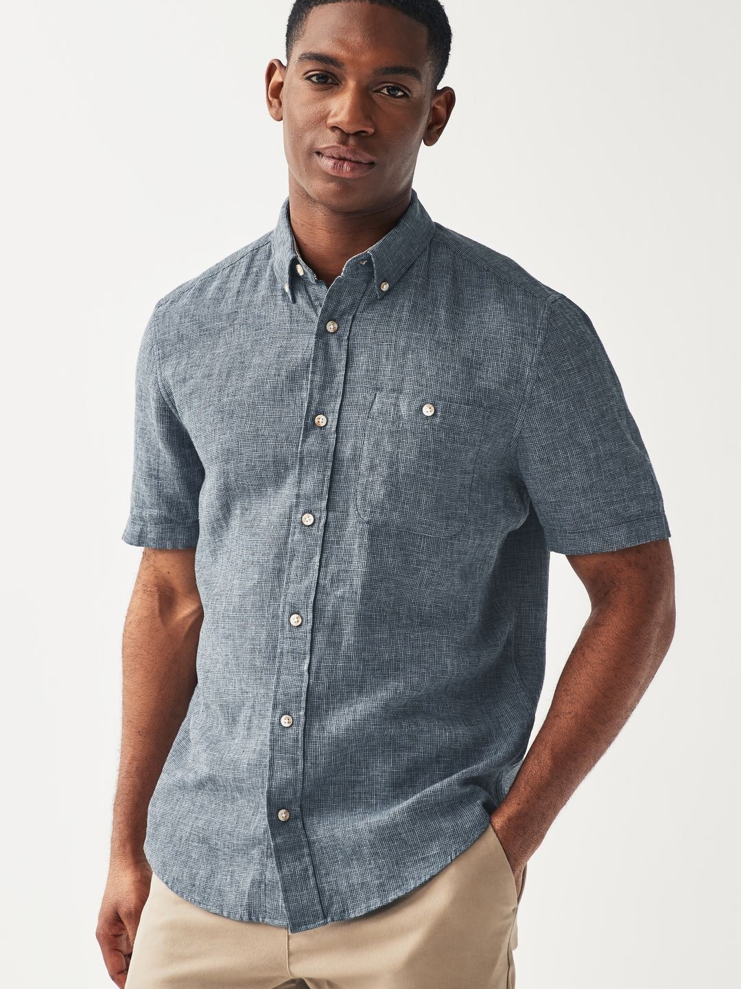 

NEXT Self Design Textured Opaque Casual Shirt, Blue