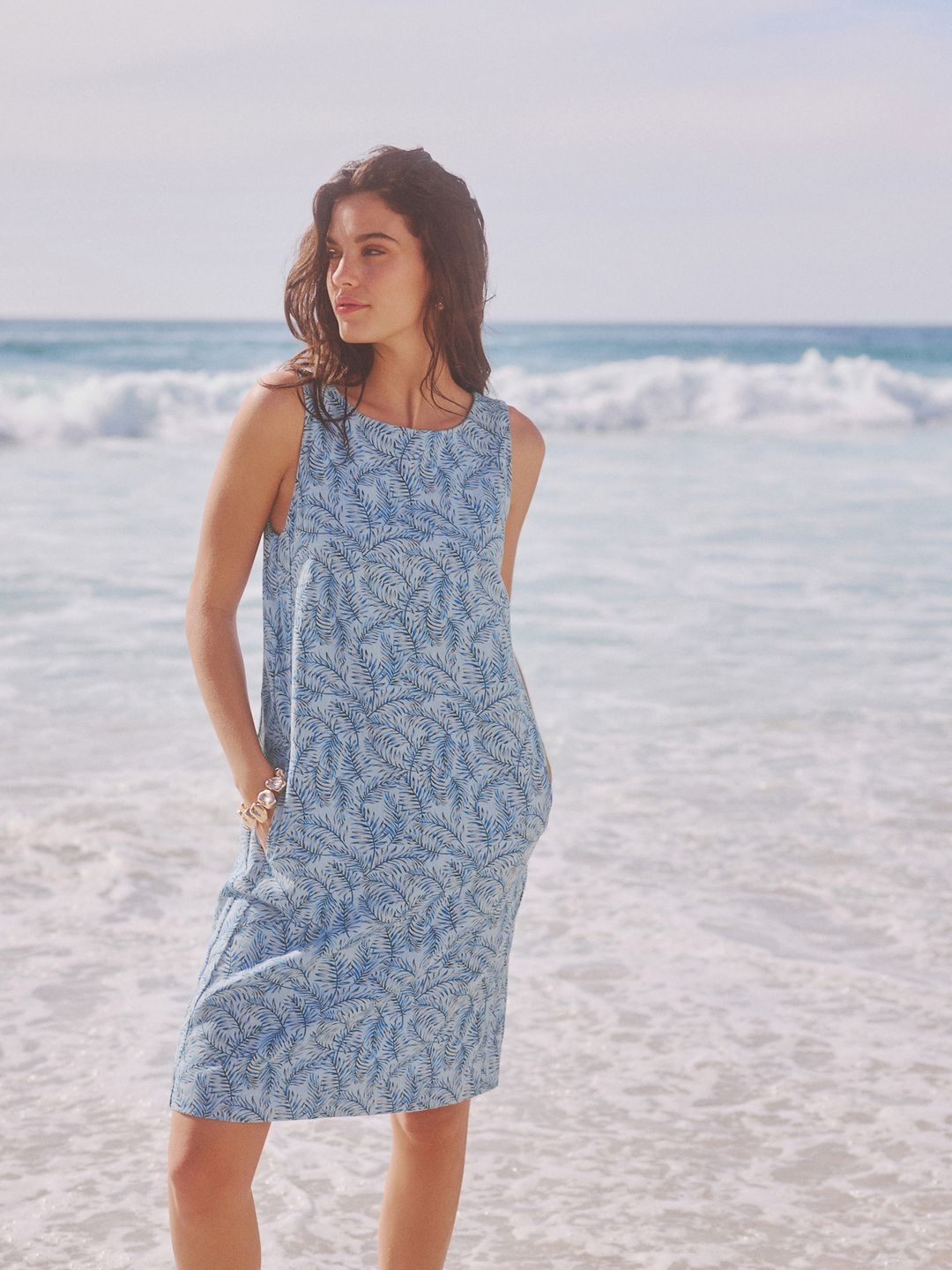 

NEXT Tropical Print Sleeveless Sheath Dress, Blue