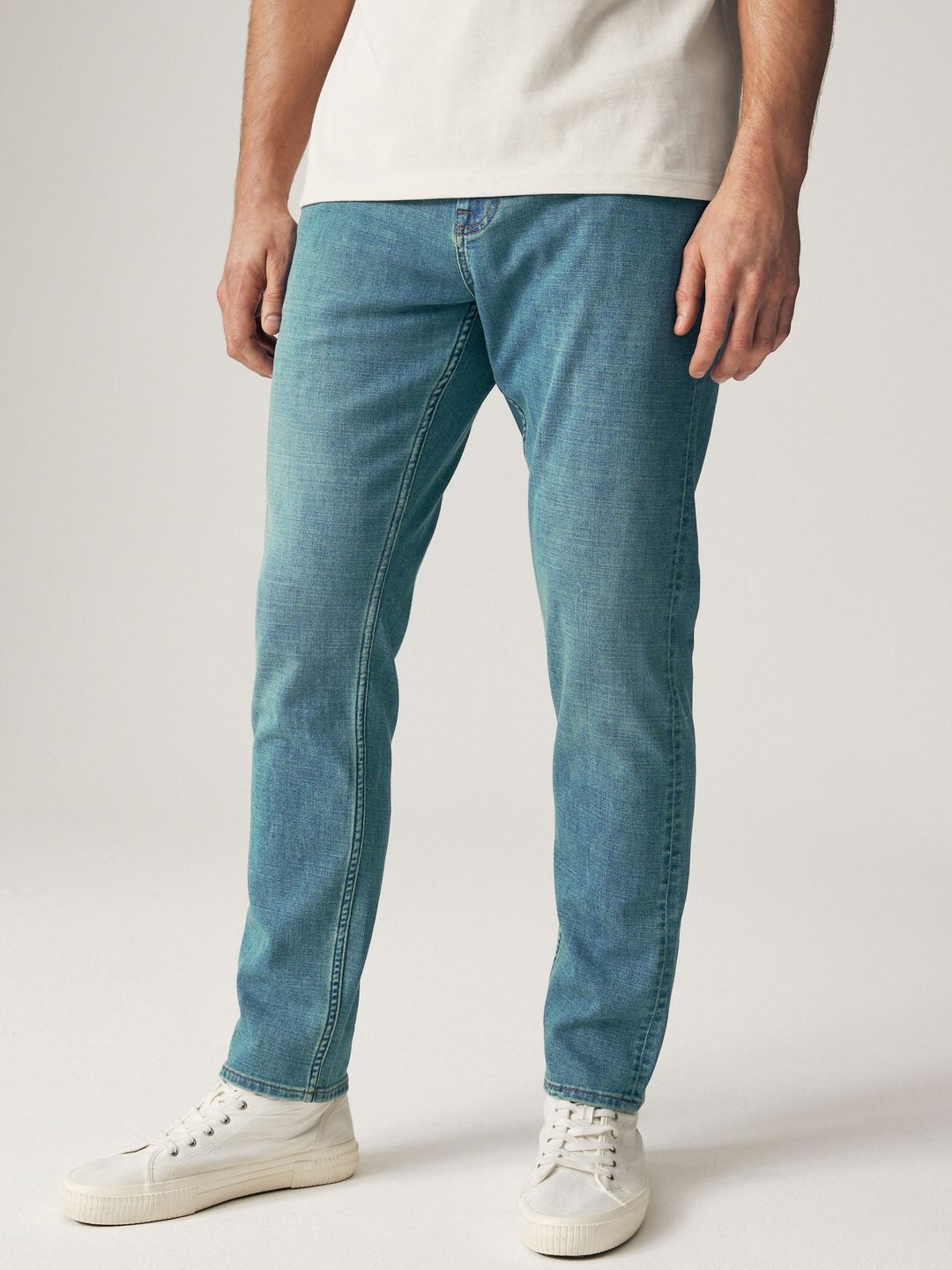 NEXT Men Slim Fit Light Fade Stretchable Jeans, Blue