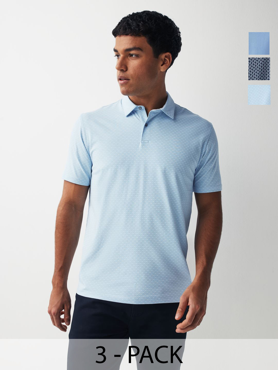 

NEXT Pack of 3 Polo Collar T-Shirts, Blue