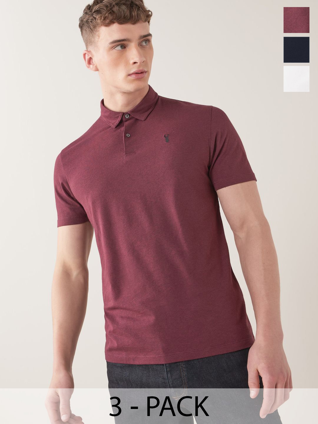 

NEXT Pack Of 3 Polo Collar T-shirt, Maroon