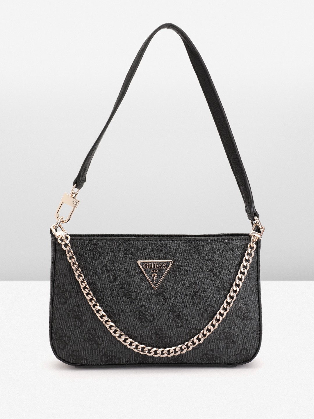

GUESS Printed PU Structured Shoulder Bag, Grey