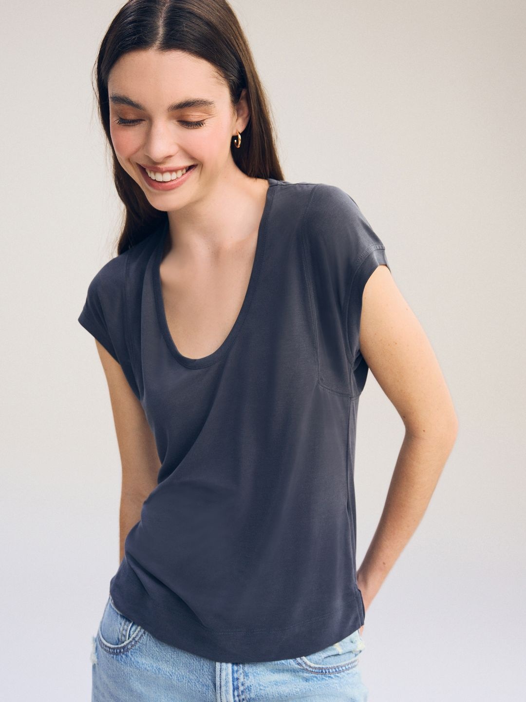 

NEXT Short Sleeves Scoop Neck T-shirt, Grey