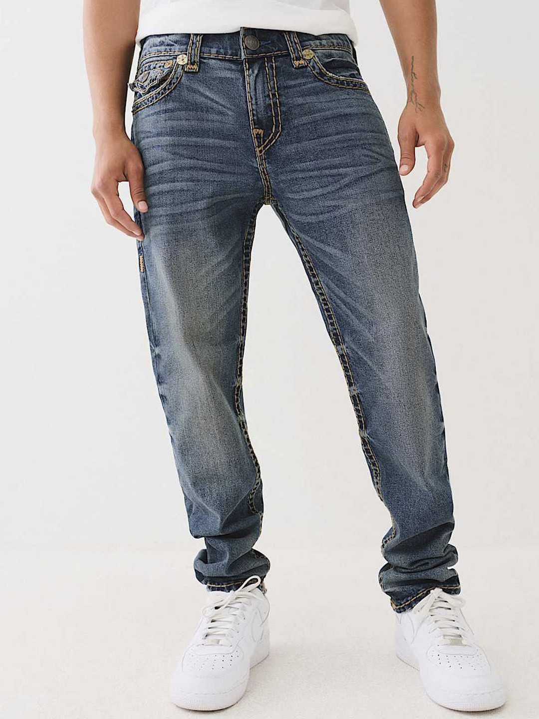 

True Religion Men Slim Fit Light Fade Stretchable Jeans, Blue