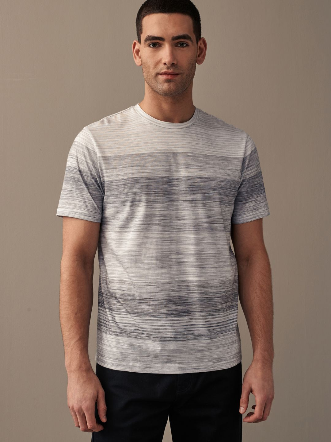 

NEXT Geometric Printed Pure Cotton T-shirt, Grey