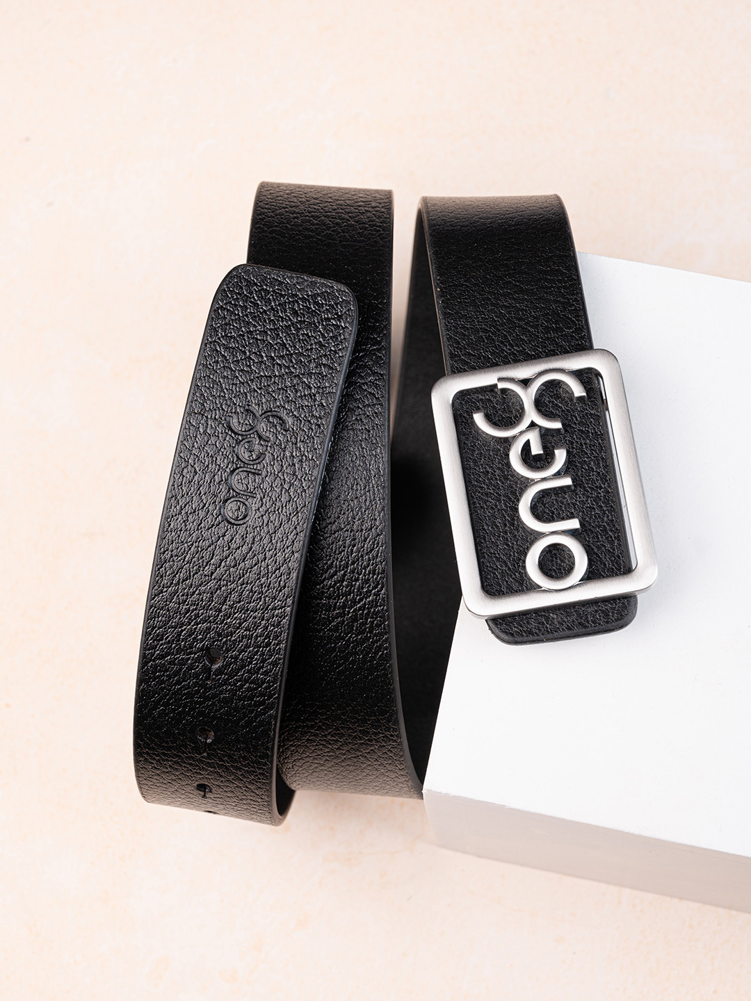 

One8 Men Leather Belt, Black