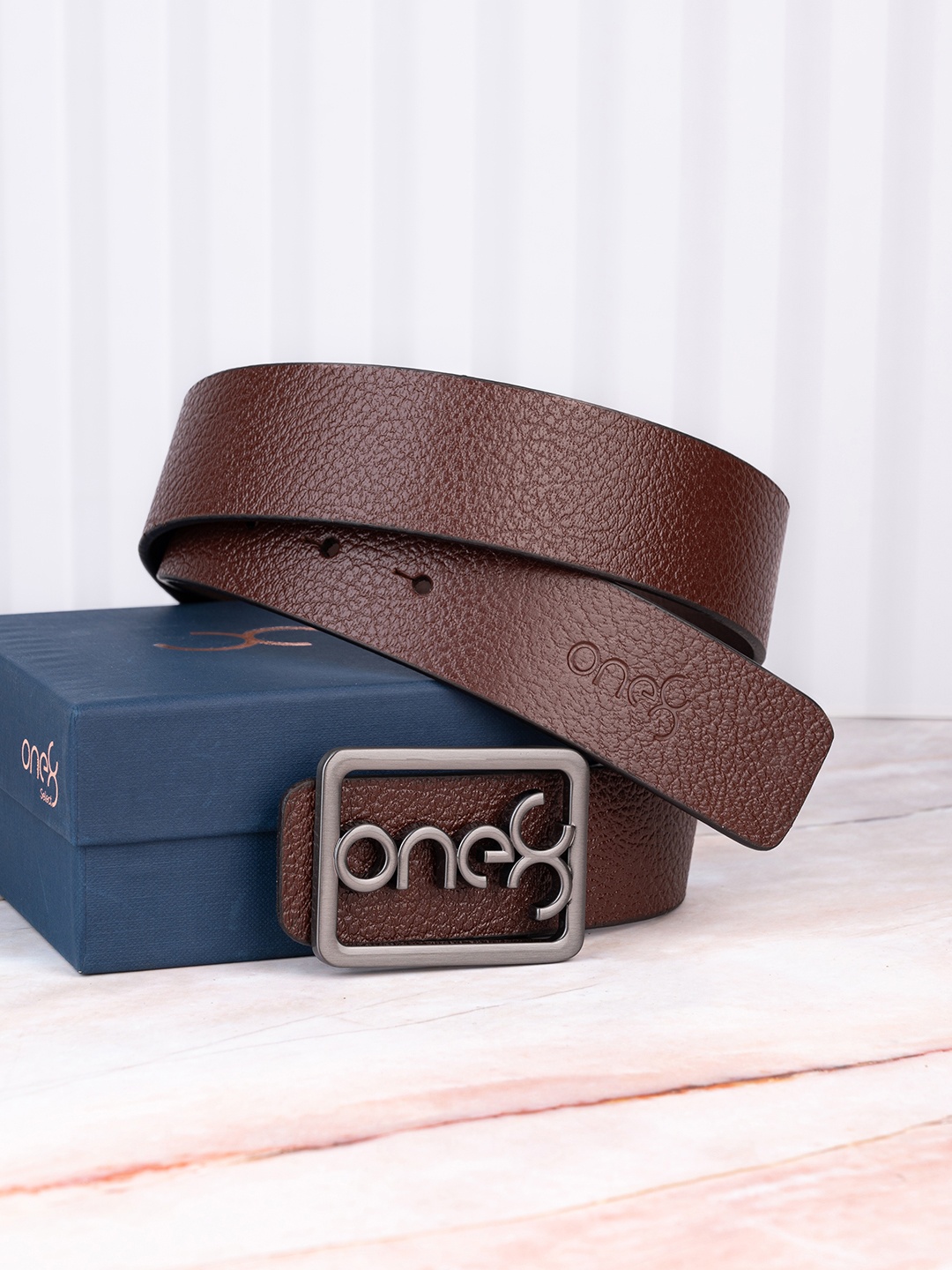

One8 Men Leather Belt, Tan