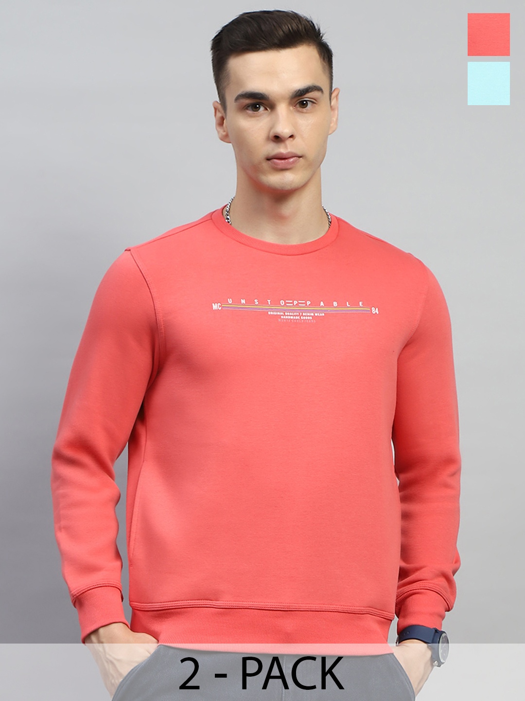 

Monte Carlo Men Cotton Round Neck Alphanumeric Printed Sweatshirt, Red