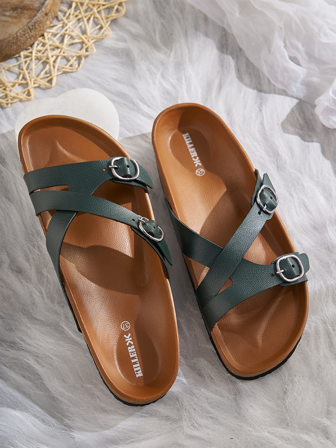 

Killer Women Casual Open Toe Flats, Brown