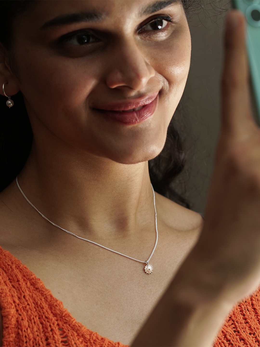 

House of Aadyaa Silver-Plated 92.5 Sterling Silver Pendant With Chain