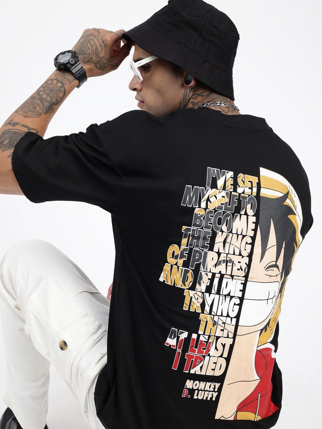 

SHOWOFF Men Graphic Printed Round Neck Cotton Relaxed Fit T-shirt, Black