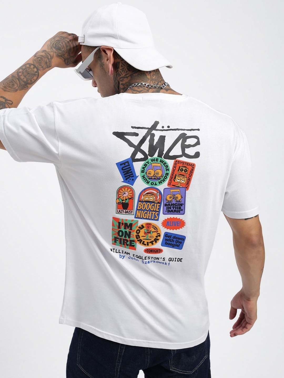 

SHOWOFF Men Graphic Printed Round Neck Cotton Relaxed Fit T-shirt, White
