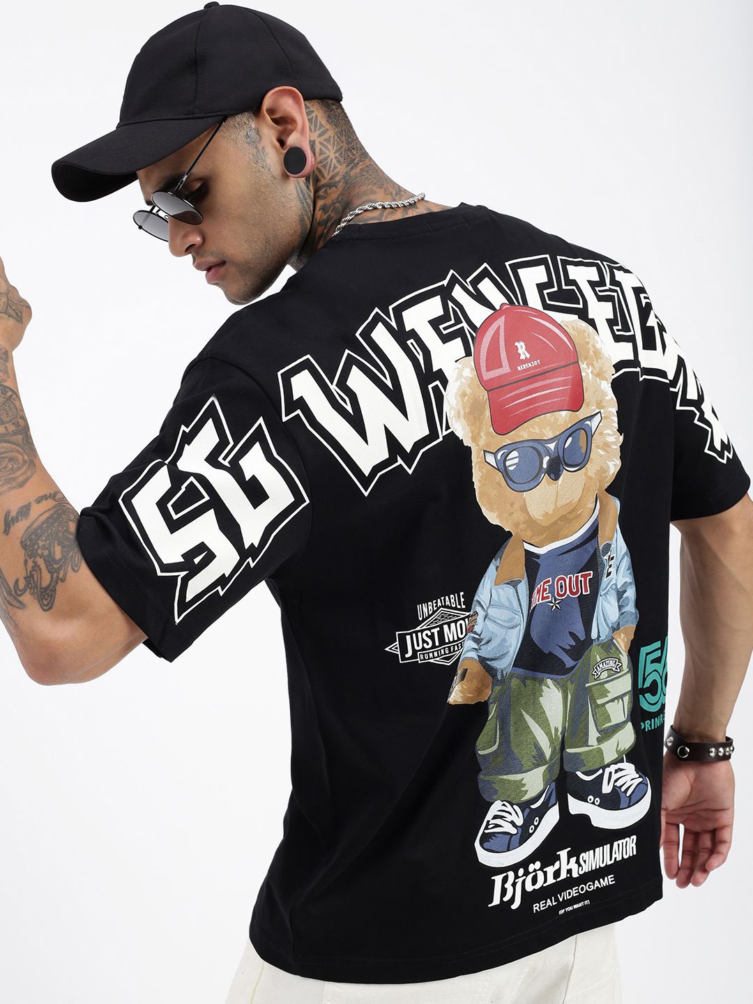 

SHOWOFF Men Graphic Printed Round Neck Cotton Relaxed Fit T-shirt, Black