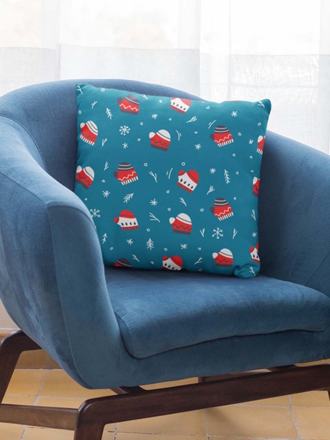 

THEYAYACAFE Teal & Red Quirky Velvet Square Cushion Covers
