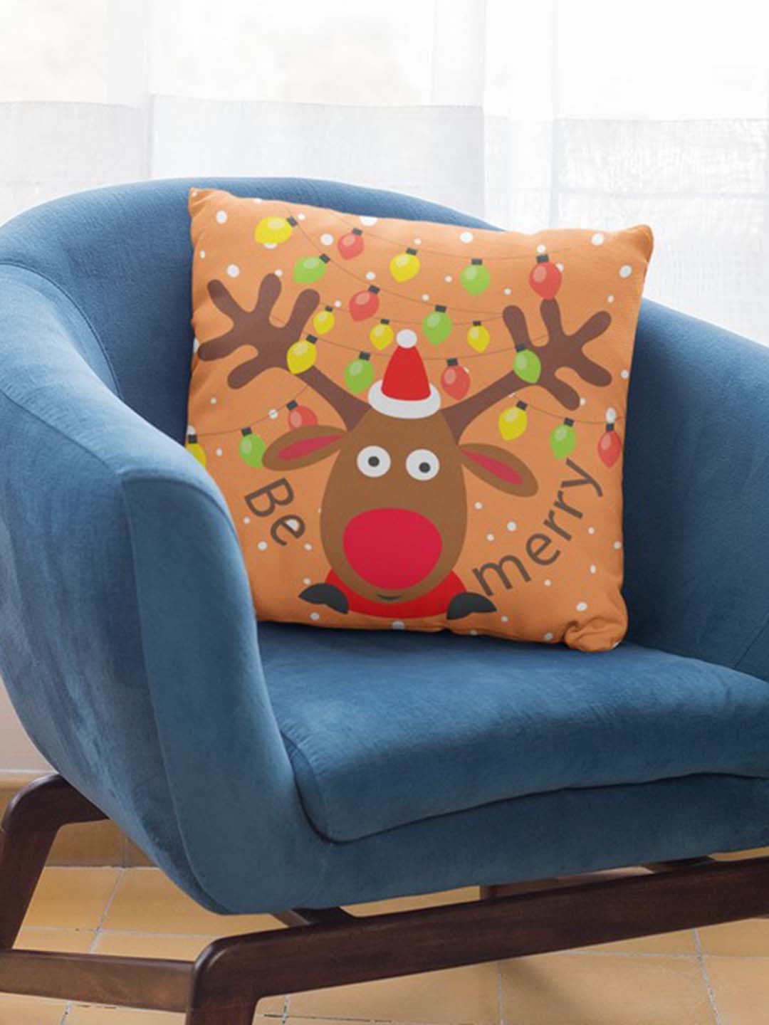 

THEYAYACAFE Yellow & Red Ethnic Motifs Velvet Square Cushion Covers