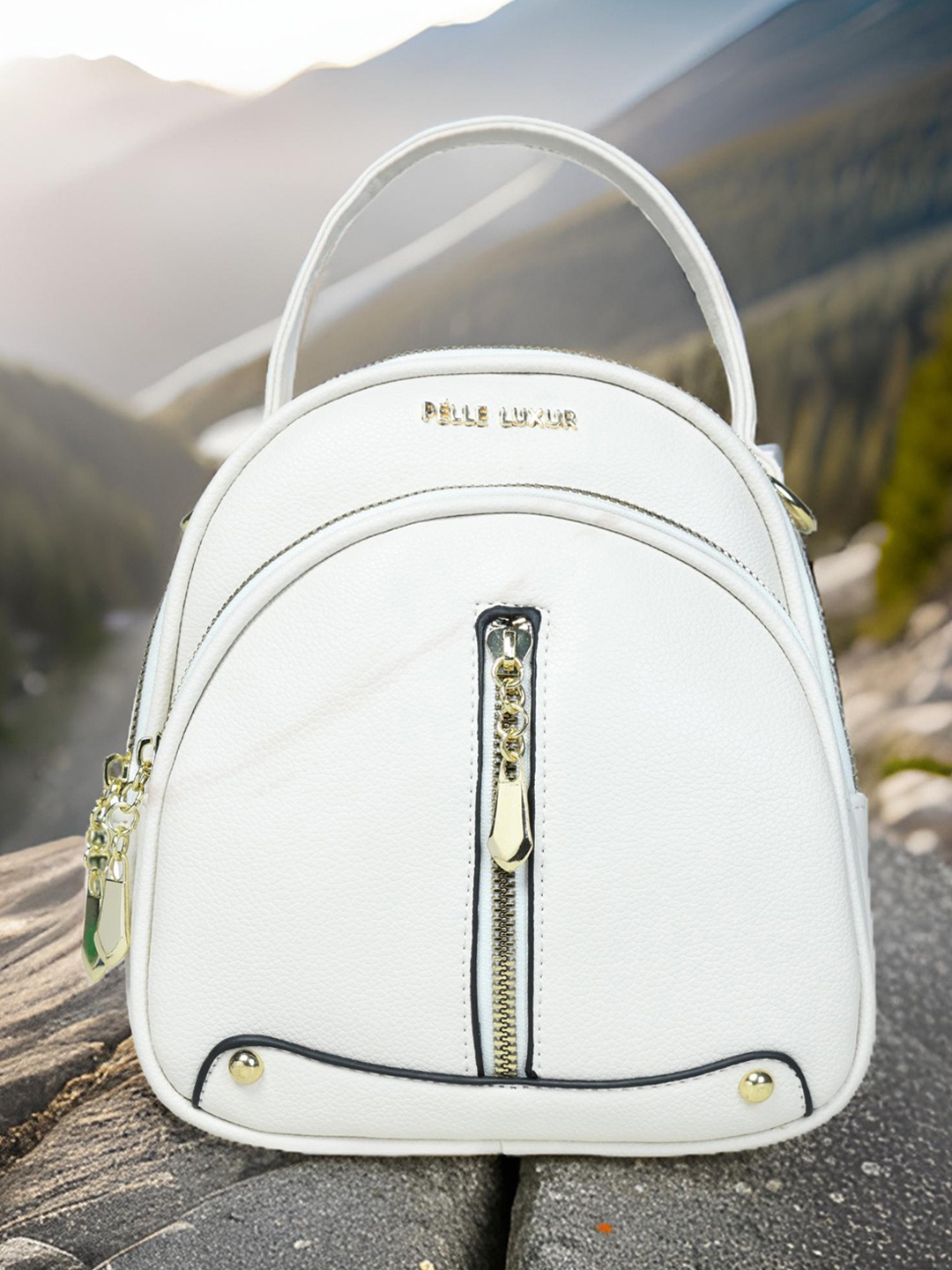 

PELLE LUXUR PU Half Moon Sling Bag, White