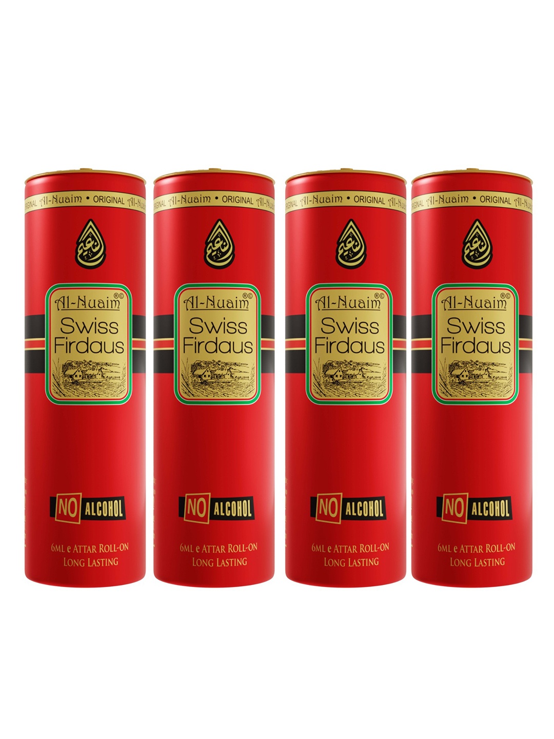 

Al-Nuaim Men Set Of 4 Swiss Firdaus Alcohol Free Attar- 6 ml Each, Red
