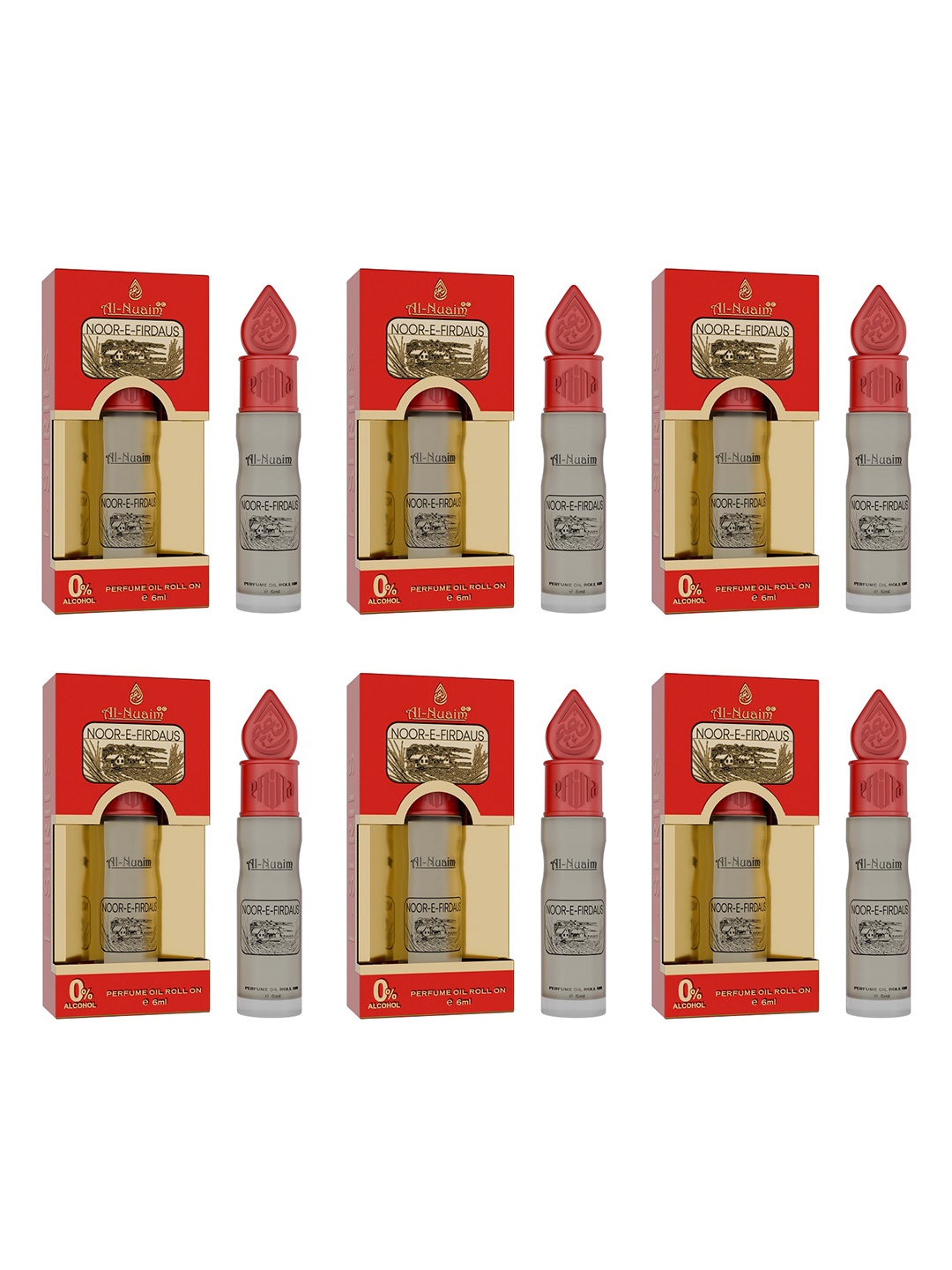 

Al-Nuaim Set Of 6 Noor E Firdaus Alcohol Free Attar- 6 ml Each, Beige