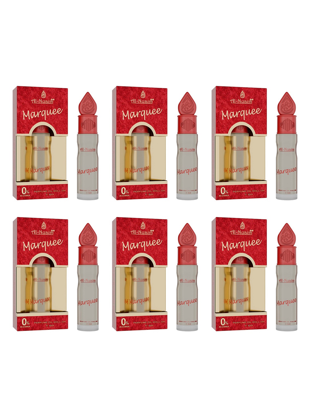

Al-Nuaim Set Of 6 Marquee Attar- 6 ml Each, Red