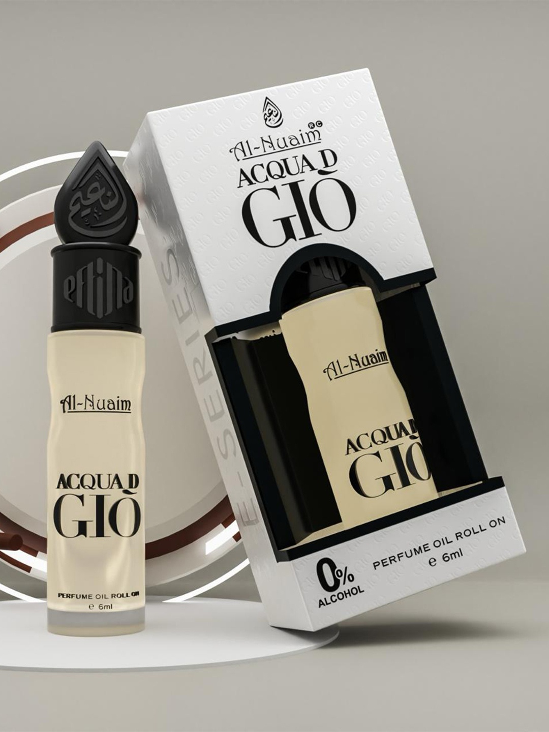 

Al-Nuaim E-Series Set of 6 Acquad Gio Alcohol Free Long Lasting Attar Roll-On - 6 ml each, Black