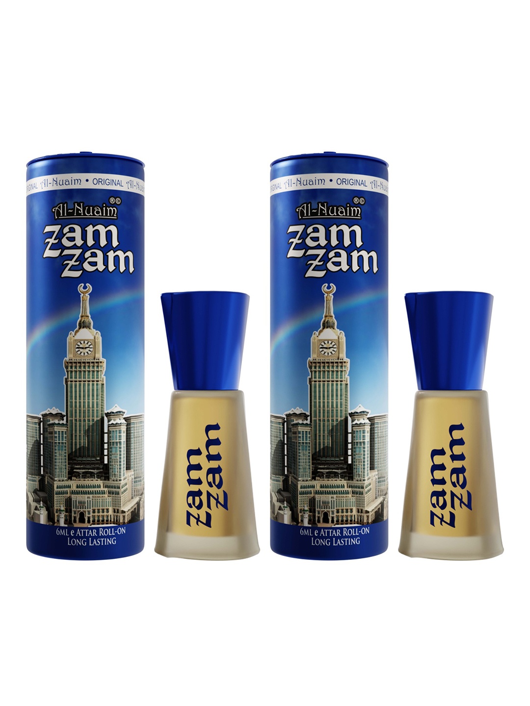 

Al-Nuaim Set of 2 Excel Series Zam Zam Alcohol Free Attar Roll-On - 6 ml Each, Blue