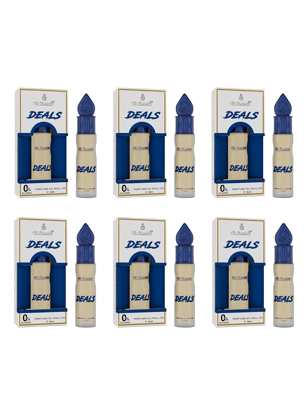 

Al-Nuaim E-Series Set of 6 Deals Alcohol Free Attar Roll-On - 6 ml each, Blue