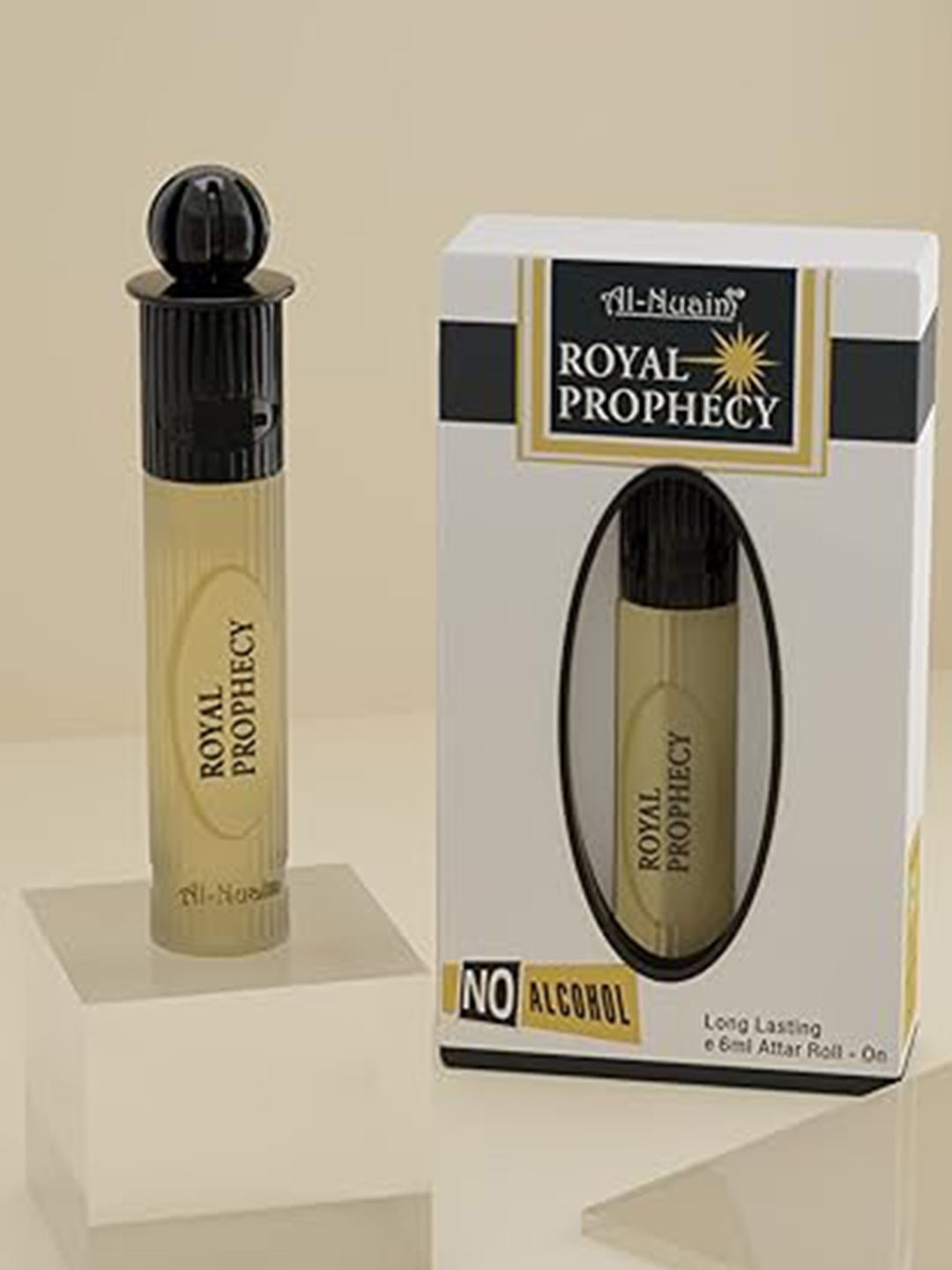 

Al-Nuaim Silver Series Royal Prophecy Alcohol Free Long Lasting Attar Roll-On - 6 ml, Black