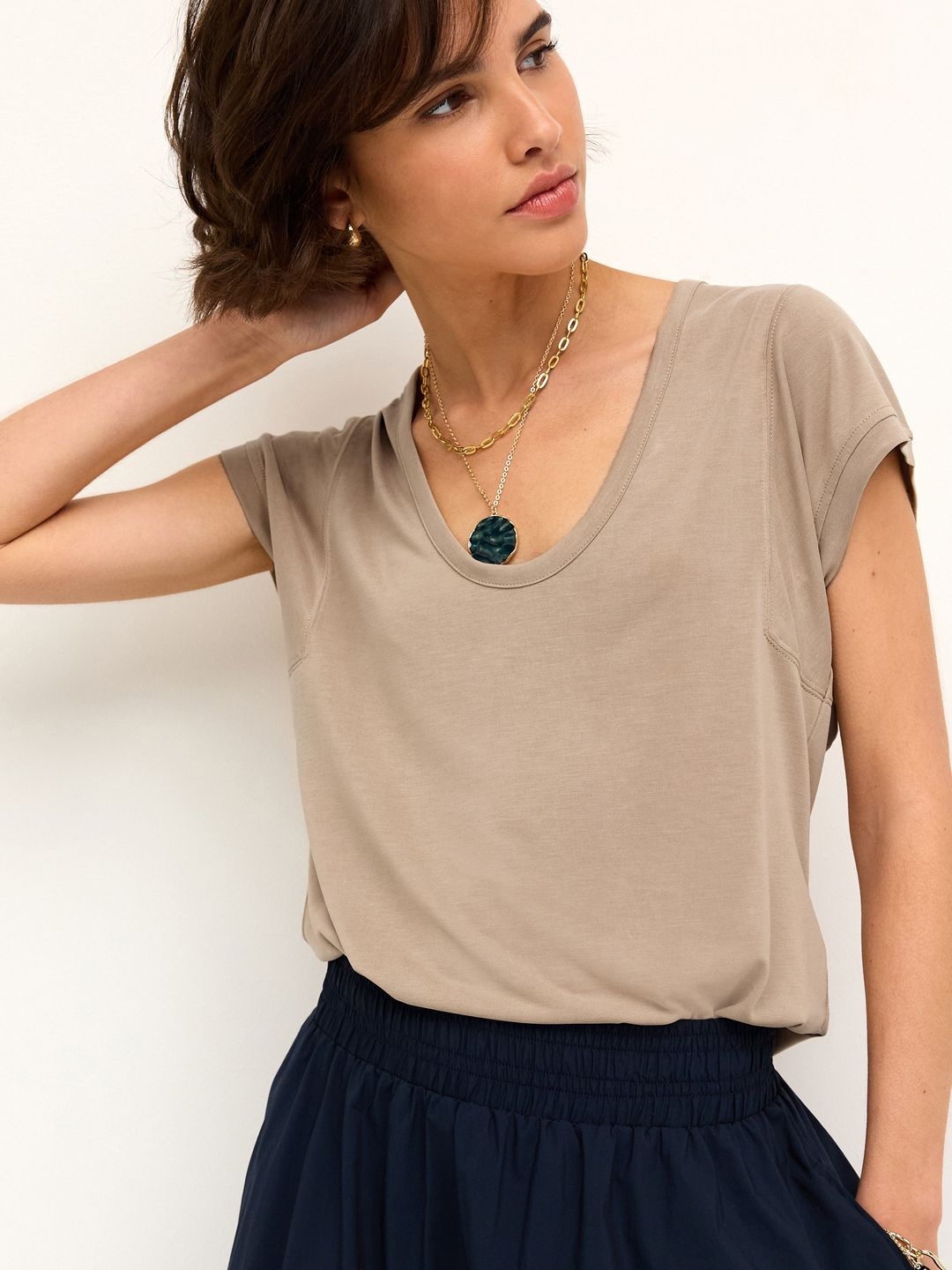 

NEXT Scoop Neck T-shirt, Brown