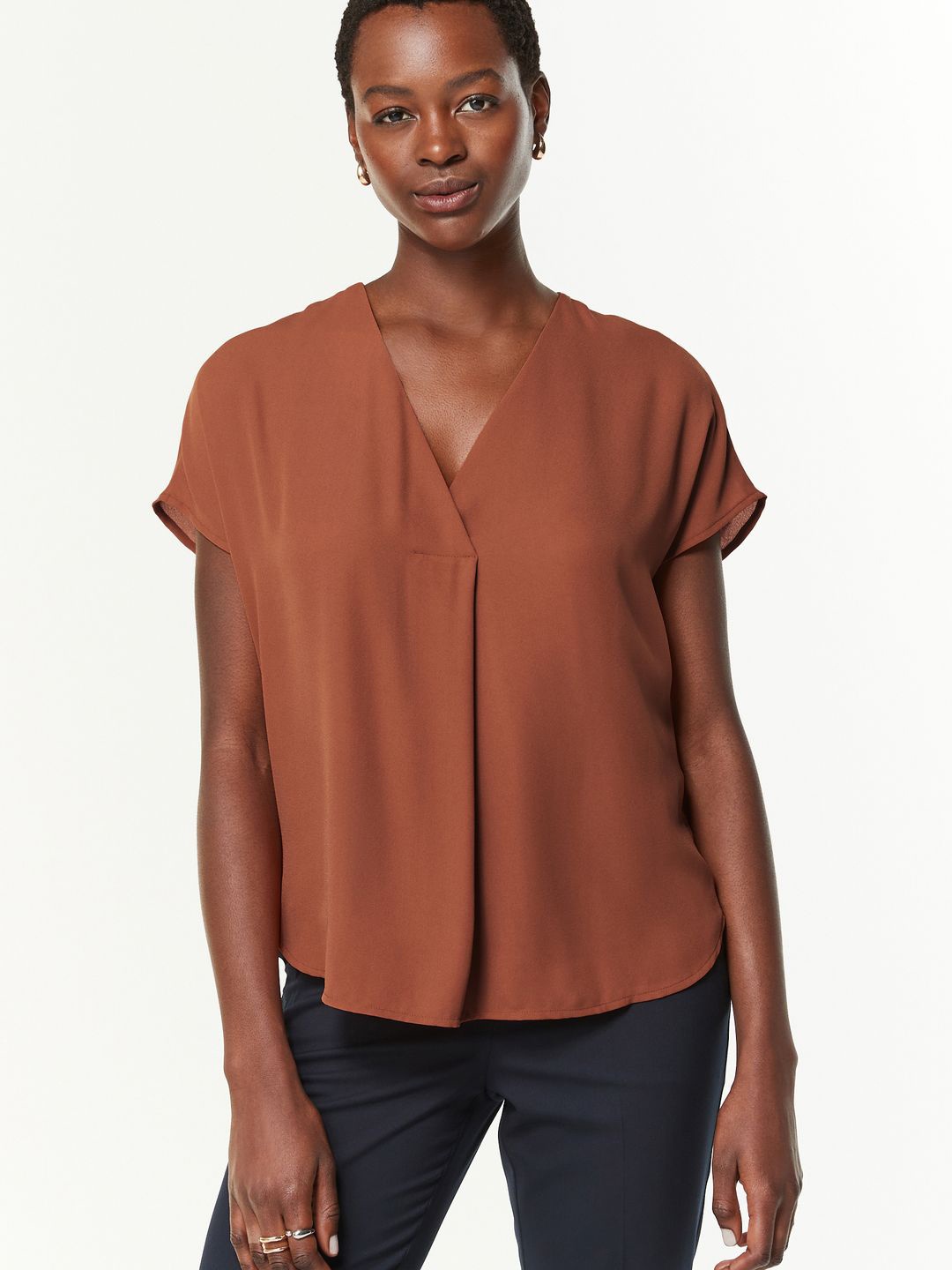 

NEXT V-Neck Extended Sleeves Top, Brown