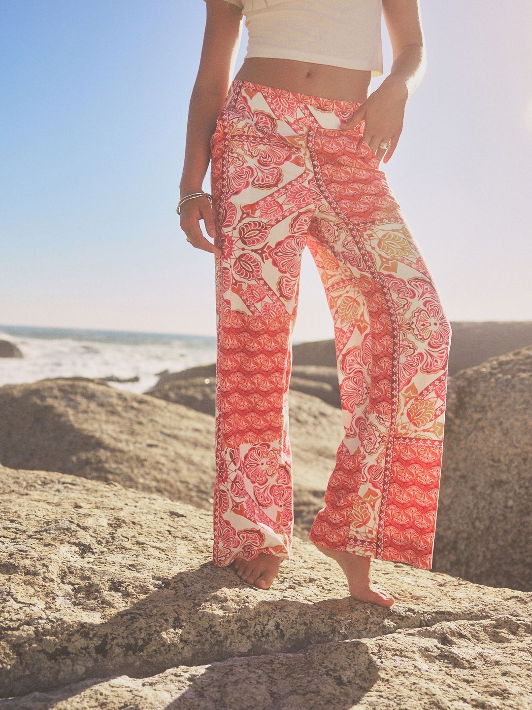 

NEXT Women Floral Printed Wide Leg Trousers, Pink