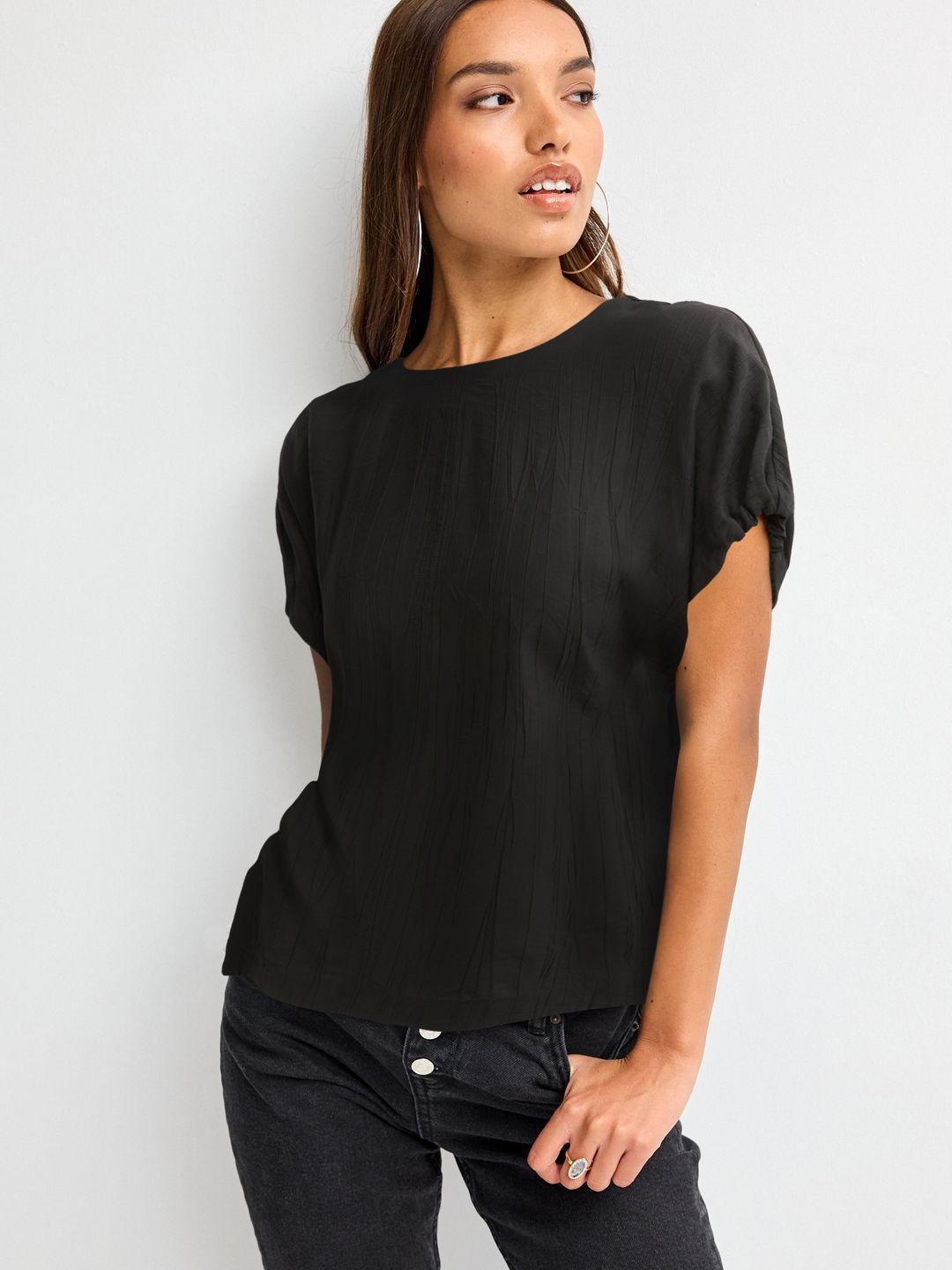 NEXT Self Design Extended Sleeves Top, Black