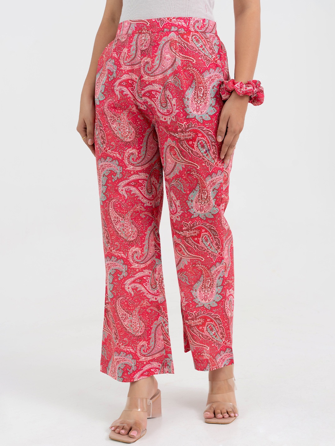 

GULABOSITABO Women Pure Cotton Printed Trousers, Pink