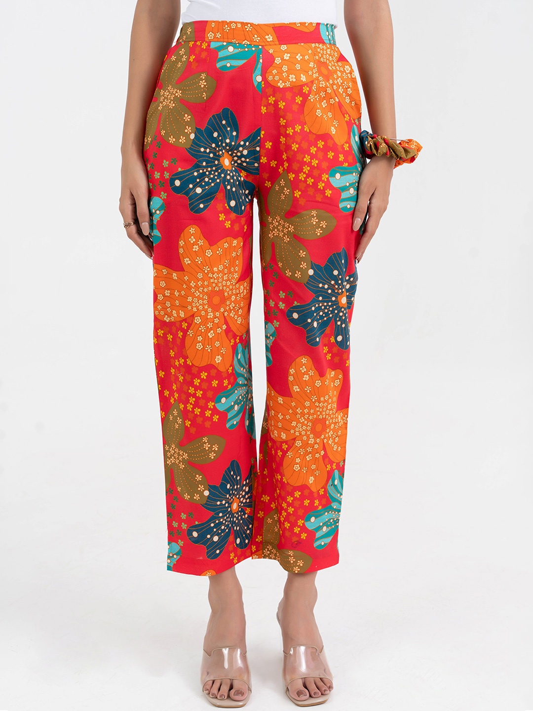 

GULABOSITABO Women Pure Cotton Printed Trousers, Pink