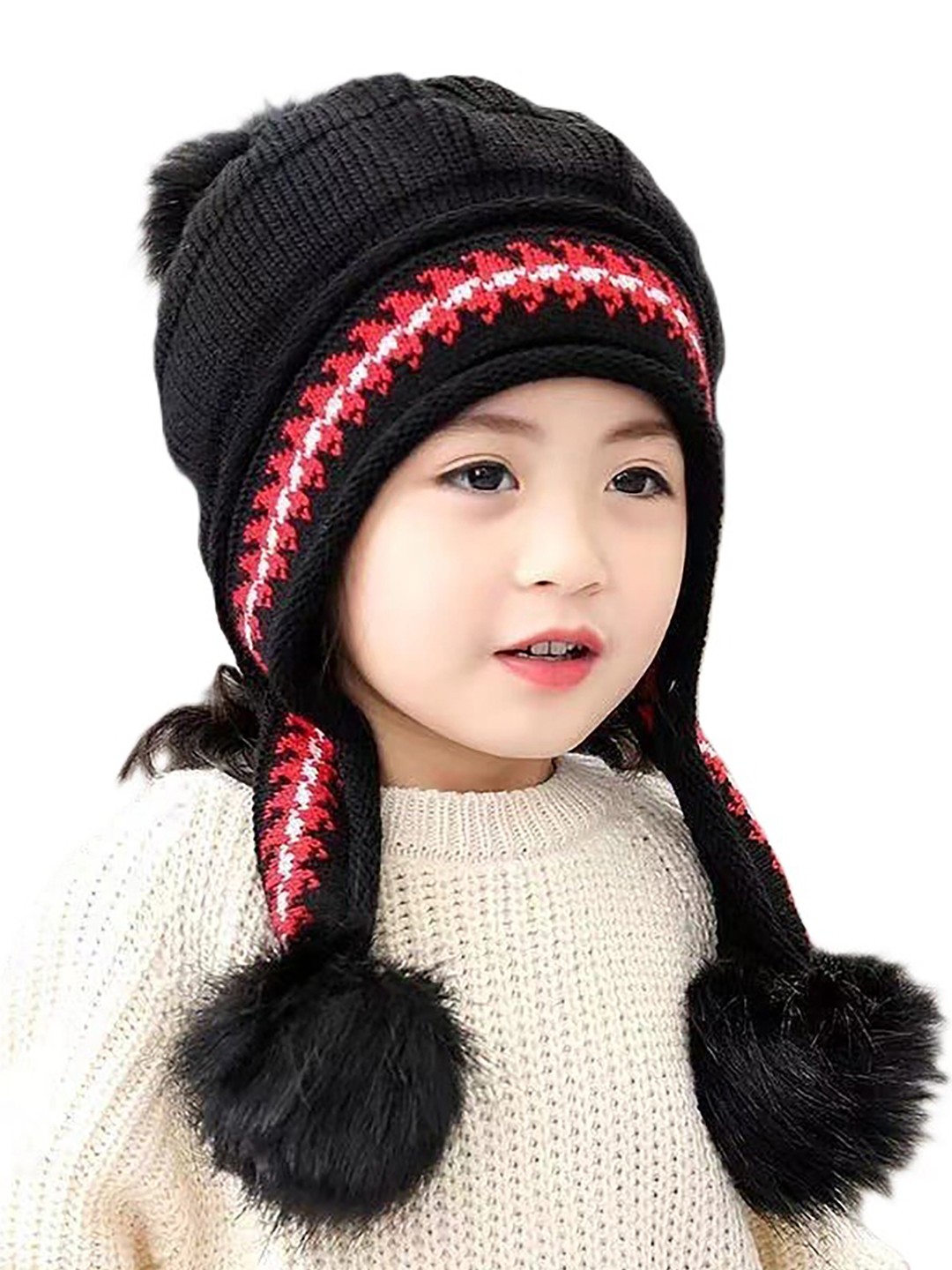 

SYGA Kids Self Design Woollen Beanie, Black