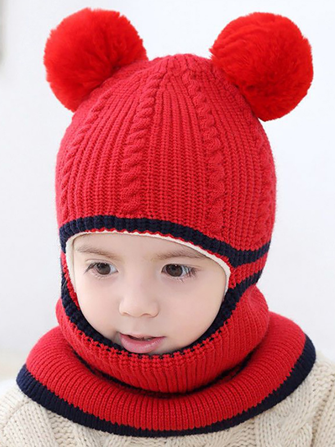 

SYGA Kids Self Design Woollen Beanie, Red