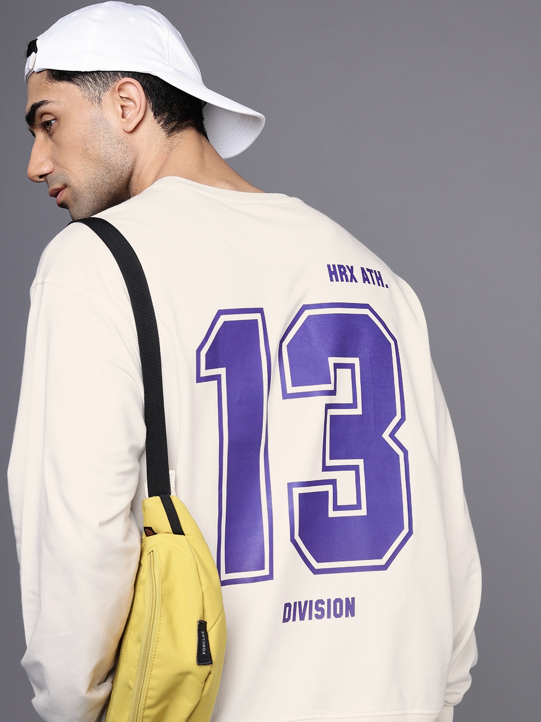 

HRX by Hrithik Roshan Typography Printed Oversized Sweatshirt, Off white