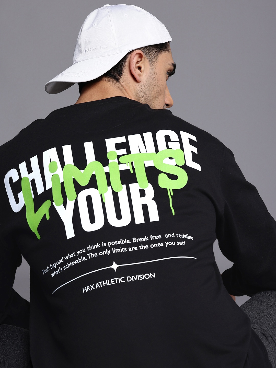 

HRX by Hrithik Roshan Typography Printed Oversized Sweatshirt, Black