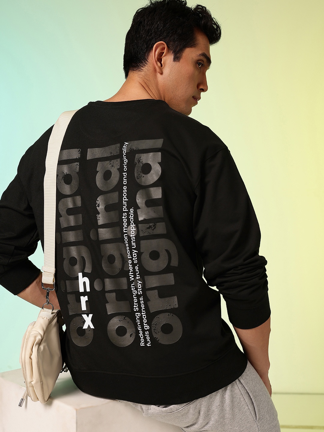 

HRX by Hrithik Roshan Men Printed Oversized Sweatshirt, Black