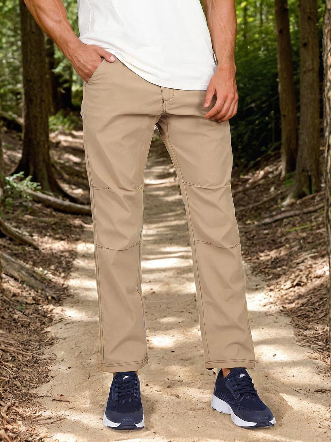 

Wrangler Men Tapered Fit Mid-Rise Trousers, Beige