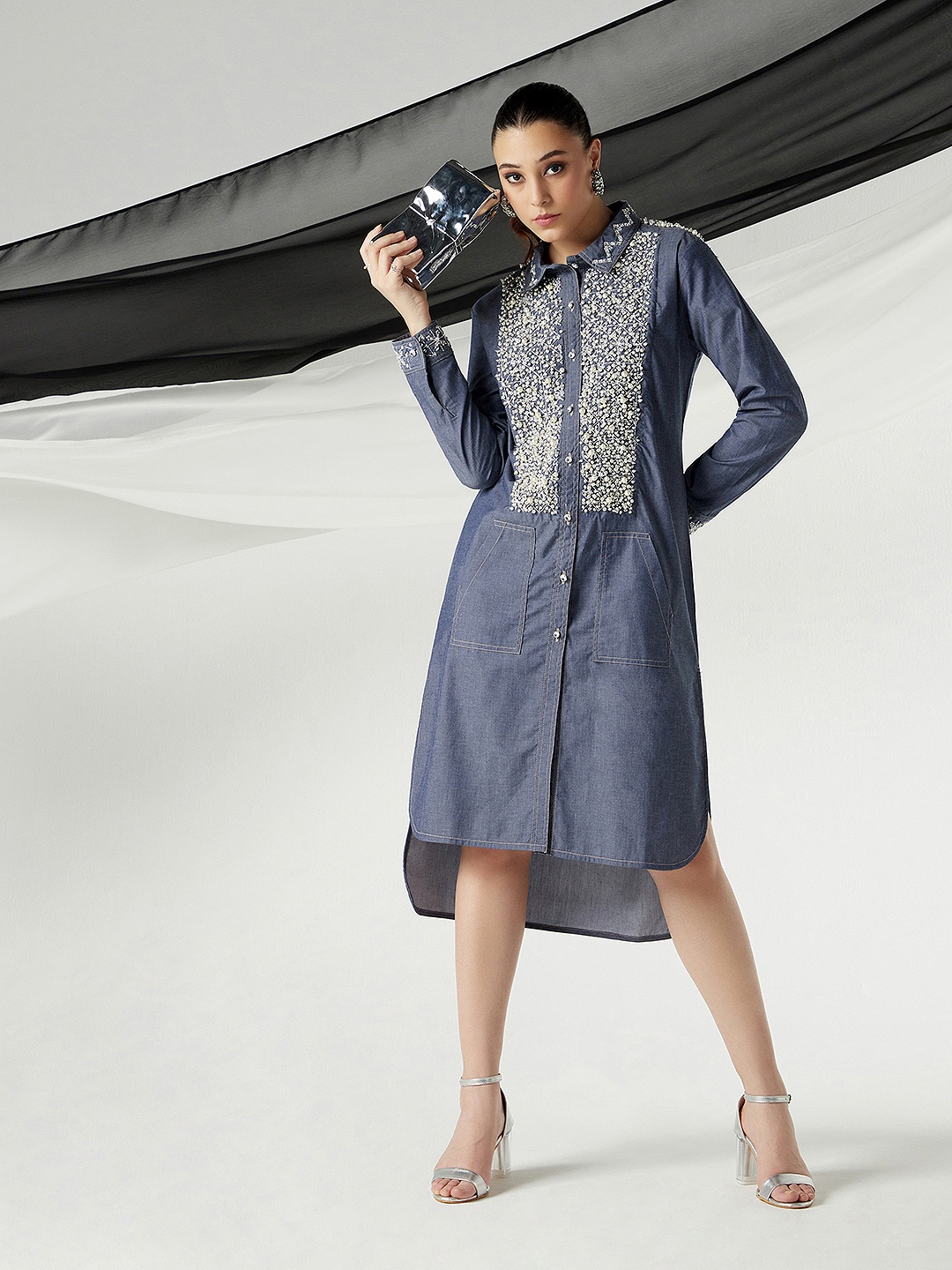 

Lee X Suneet Varma Women Stone Embellishment Shirt, Blue