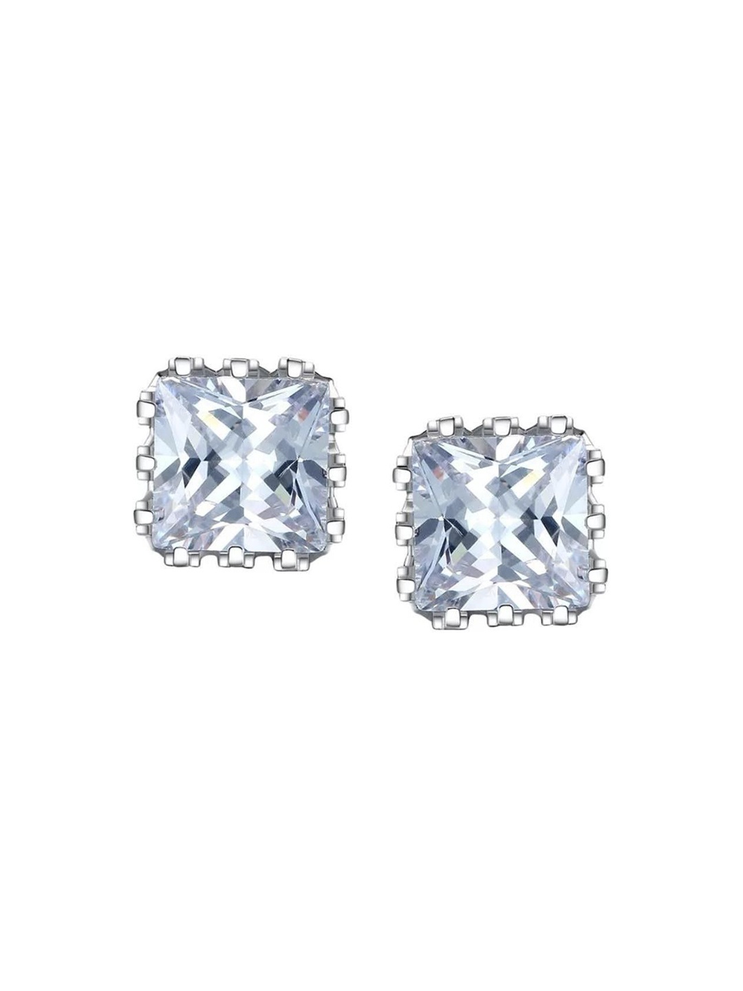 

MYKI Silver-Plated Contemporary Cubic Zirconia Studs Earrings