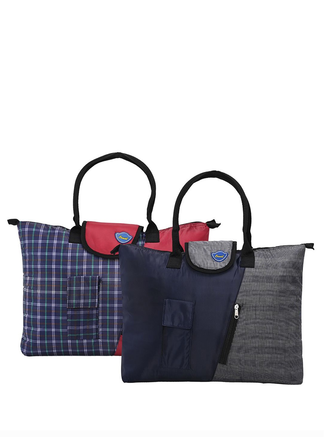 

Kuber Industries Unisex Checked Structured Handheld Bags, Blue