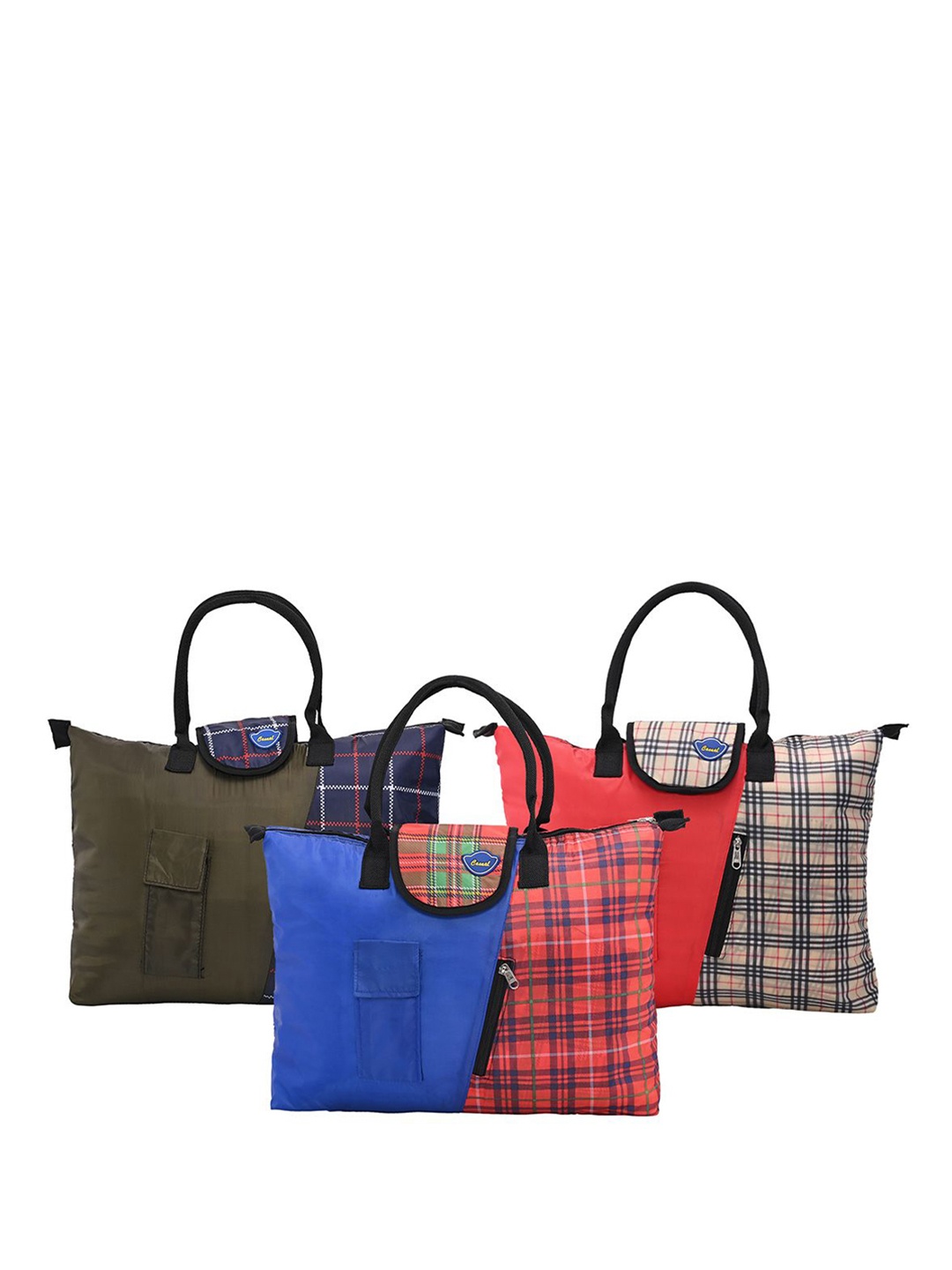 Kuber Industries Unisex Checked Structured Handheld Bags, Blue