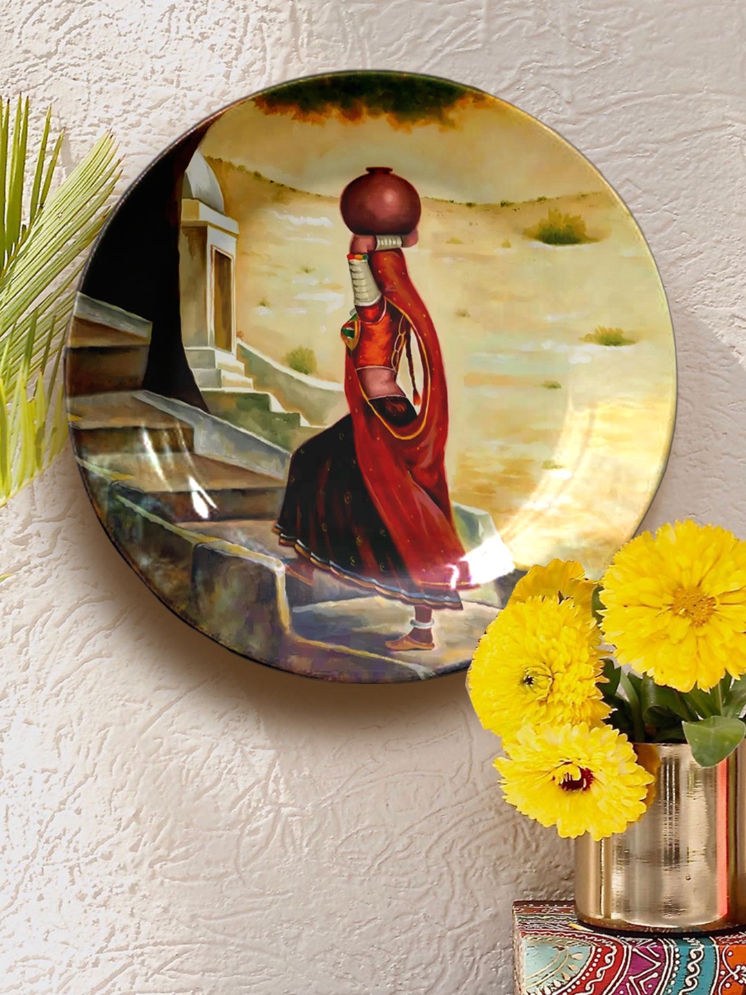 

JIKRAA Beige & Brown Ceramic Wall Plate Decor